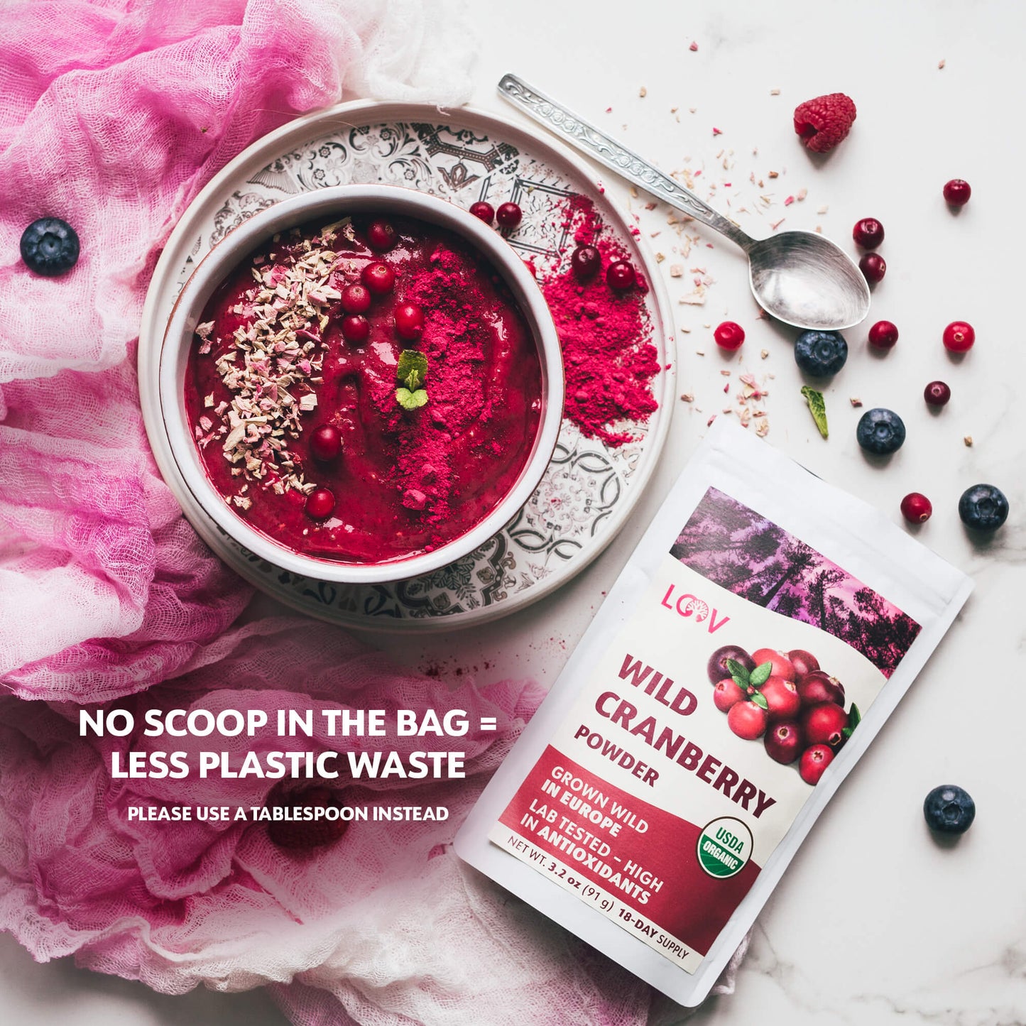 LOOV - ORGANIC WILD CRANBERRY POWDER (FREEZE-DRIED) - 91G