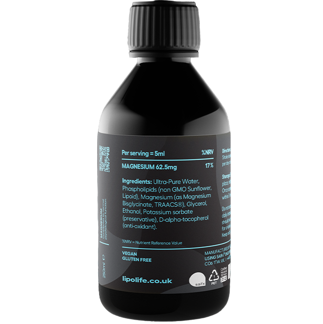 LIPOLIFE - LLM1 - LIPOSOMAL MAGNESIUM - 62.5MG PER 5ML - 240ML - UNFLAVOURED