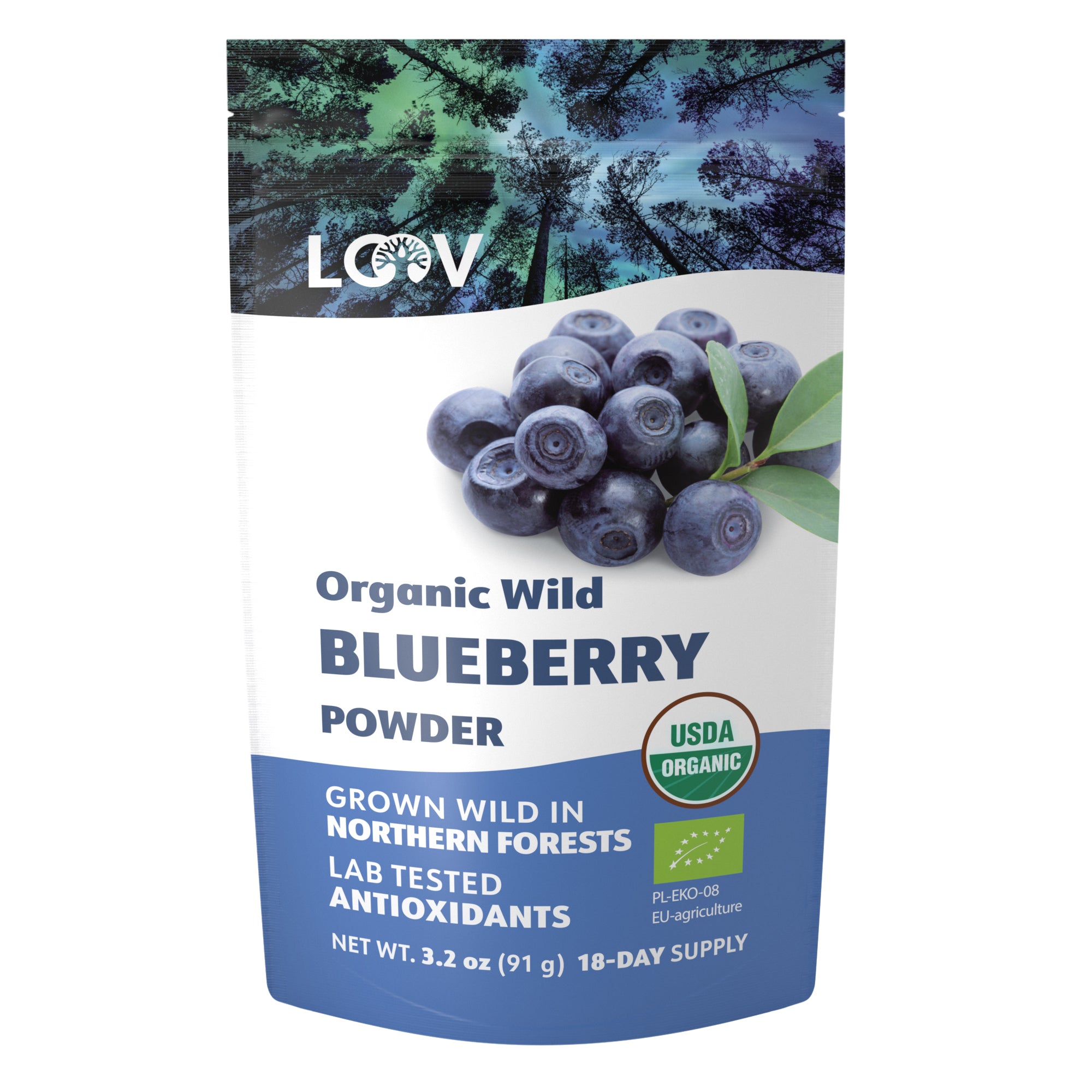 LOOV - ORGANIC WILD BLUEBERRY POWDER (FREEZE-DRIED) - 91G, 171G, 250G