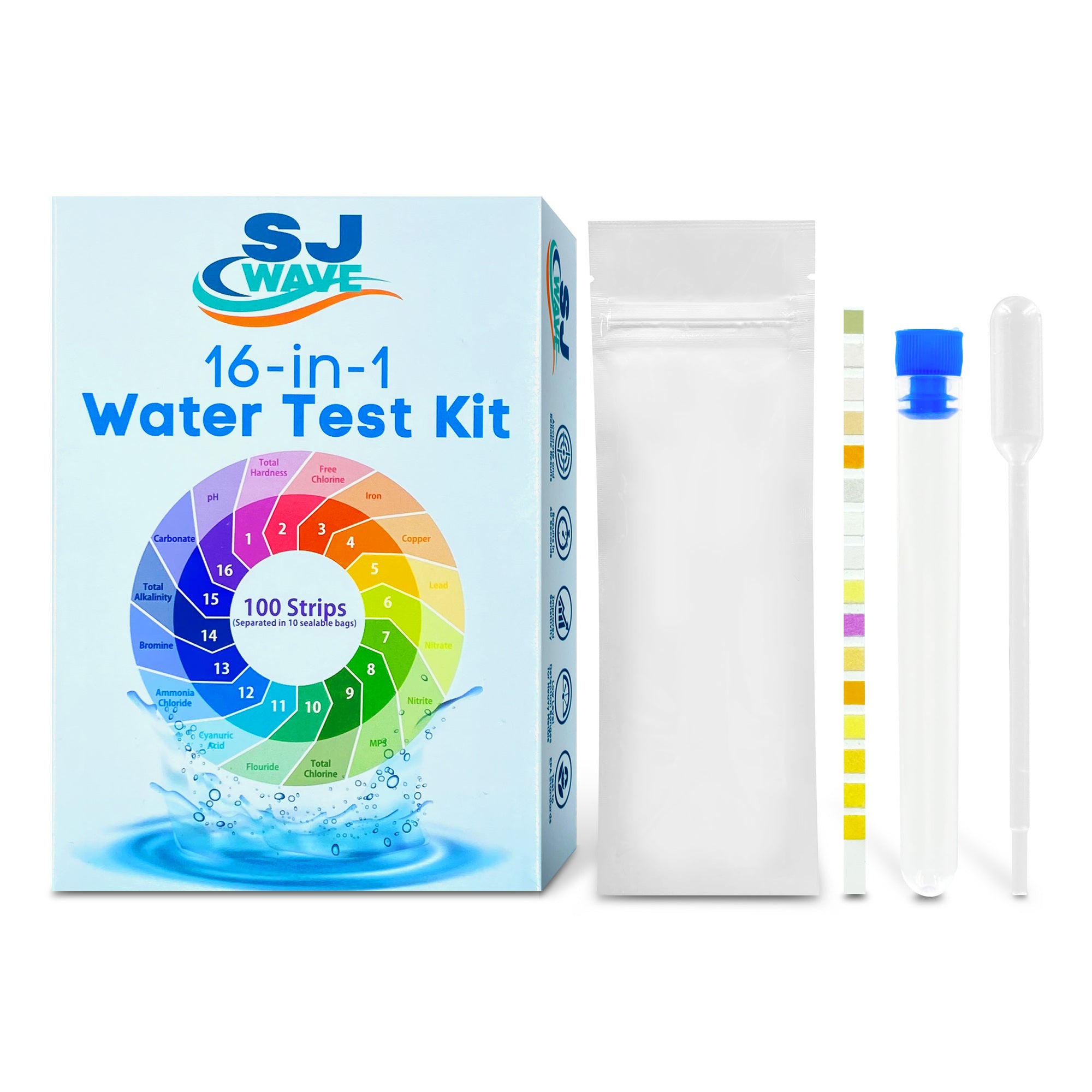 SJ WAVE - 16 IN 1 WATER TEST STRIP KIT (100'S)
