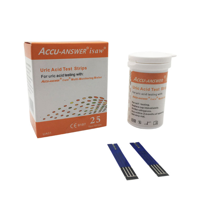 URIT 50 Uric Acid Test Strips (Test Strips Only) for URIT (Model: PA-11)  Uric Acid Monitor. 2 Boxes Total 25 Test Strips Per Box. (Includes 50 Test  Strips and 50 lancets.)
