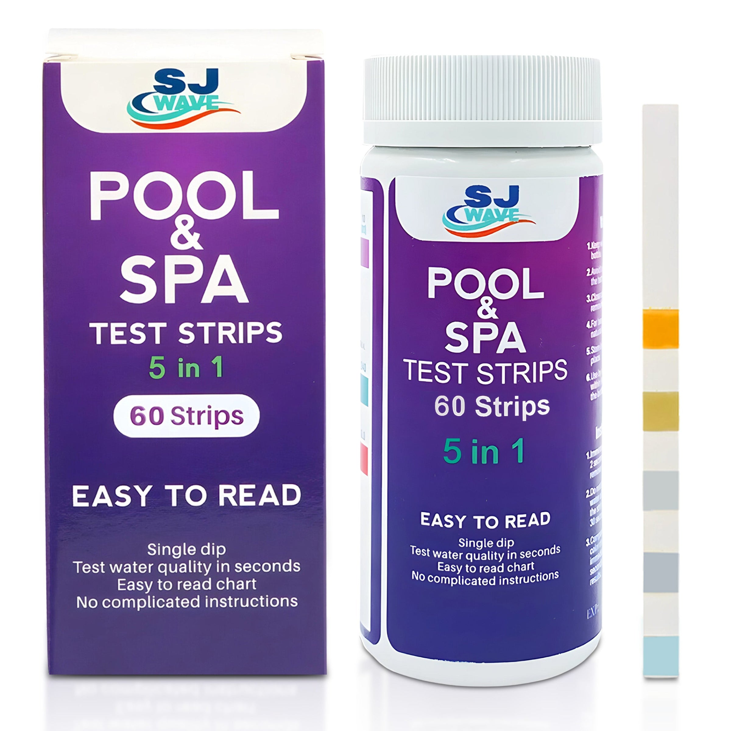 SJ WAVE - 5 IN 1 POOL & SPA TEST STRIPS (60'S)