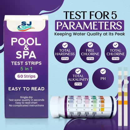 SJ WAVE - 5 IN 1 POOL & SPA TEST STRIPS (60'S)