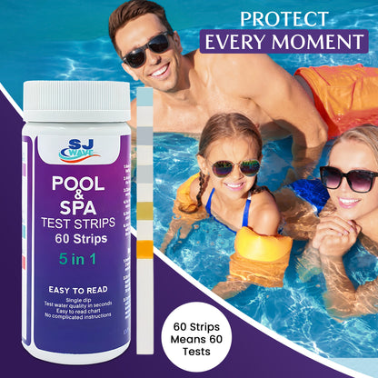 SJ WAVE - 5 IN 1 POOL & SPA TEST STRIPS (60'S)