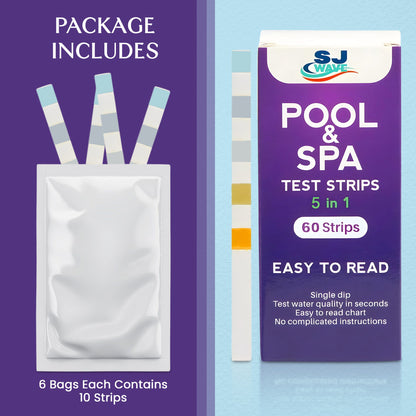SJ WAVE - 5 IN 1 POOL & SPA TEST STRIPS (60'S)