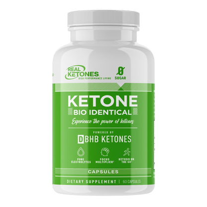 REAL KETONES - KETONE BIO IDENTICAL - D-BHB - 60 CAPSULES - 30 SERVINGS