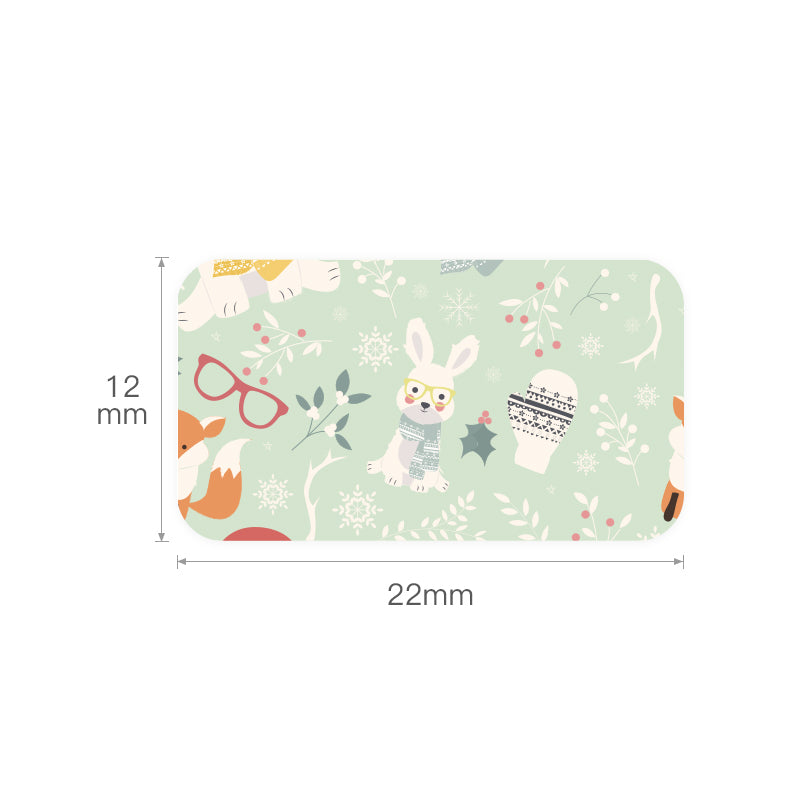 NB123 - NIIMBOT - D11 / D101 / D110 / H1S - 12X22MM - 260 THERMAL LABELS - RABBIT GREEN DESIGN