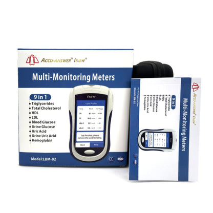 ACCU-ANSWER - ISAW - 9 IN 1 - LBM-02 MODEL - MULTI-MONITORING BLOOD & URINE METER TEST KIT INCLUDING STRIPS