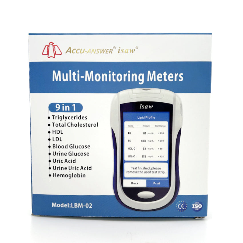 ACCU-ANSWER - ISAW - 9 IN 1 - MULTI-MONITORING BLOOD & URINE METER TEST KIT INCLUDING STRIPS