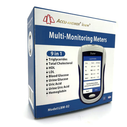 ACCU-ANSWER - ISAW - 9 IN 1 - LBM-02 MODEL - MULTI-MONITORING BLOOD & URINE METER TEST KIT INCLUDING STRIPS