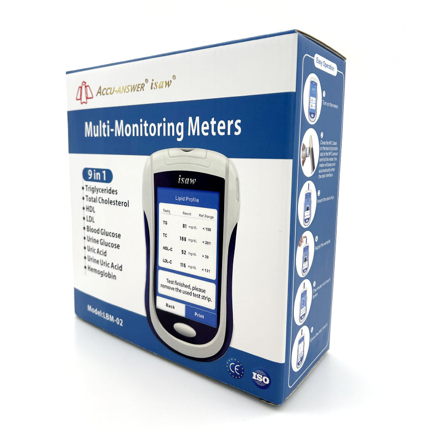 ACCU-ANSWER - ISAW - 9 IN 1 - LBM-02 MODEL - MULTI-MONITORING BLOOD & URINE METER TEST KIT INCLUDING STRIPS