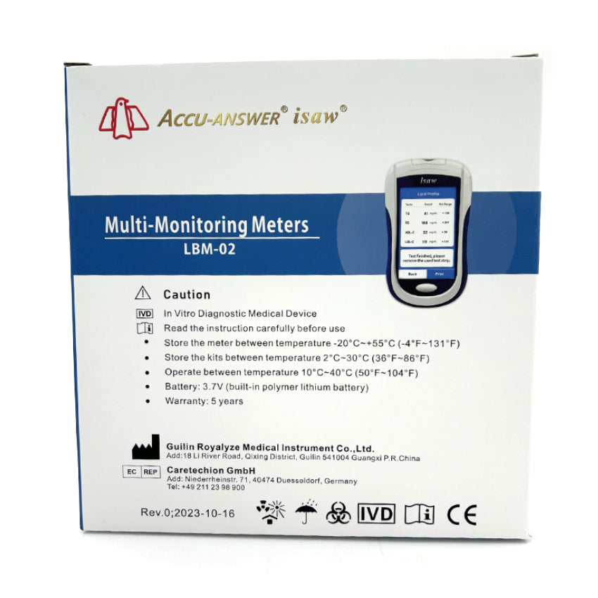 ACCU-ANSWER - ISAW - 9 IN 1 - MULTI-MONITORING BLOOD & URINE METER TEST KIT INCLUDING STRIPS