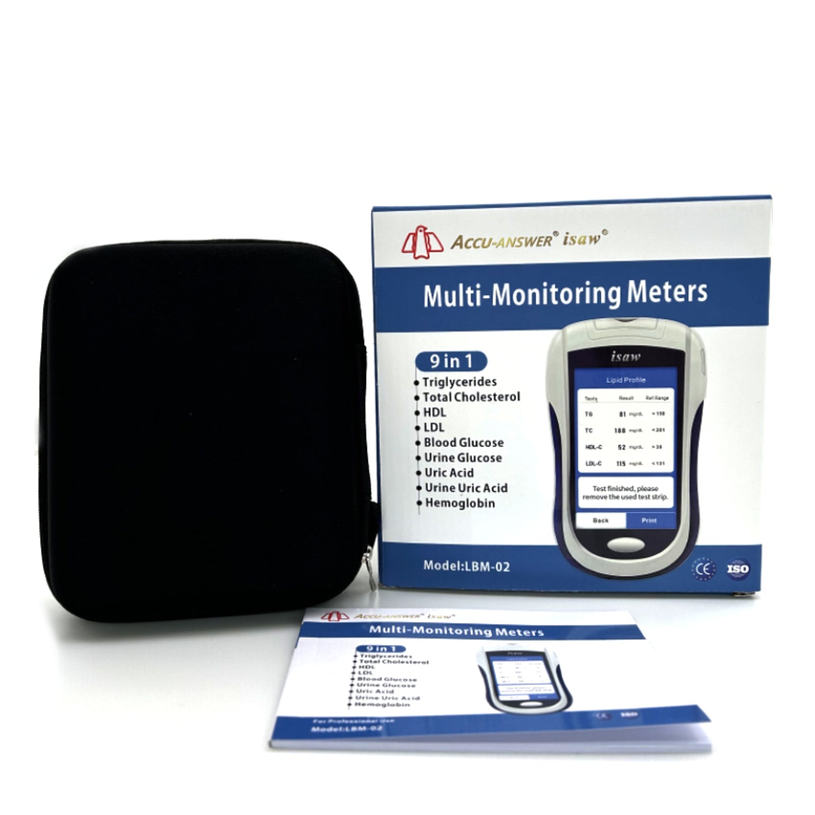 ACCU-ANSWER - ISAW - 9 IN 1 - LBM-02 MODEL - MULTI-MONITORING BLOOD & URINE METER TEST KIT INCLUDING STRIPS