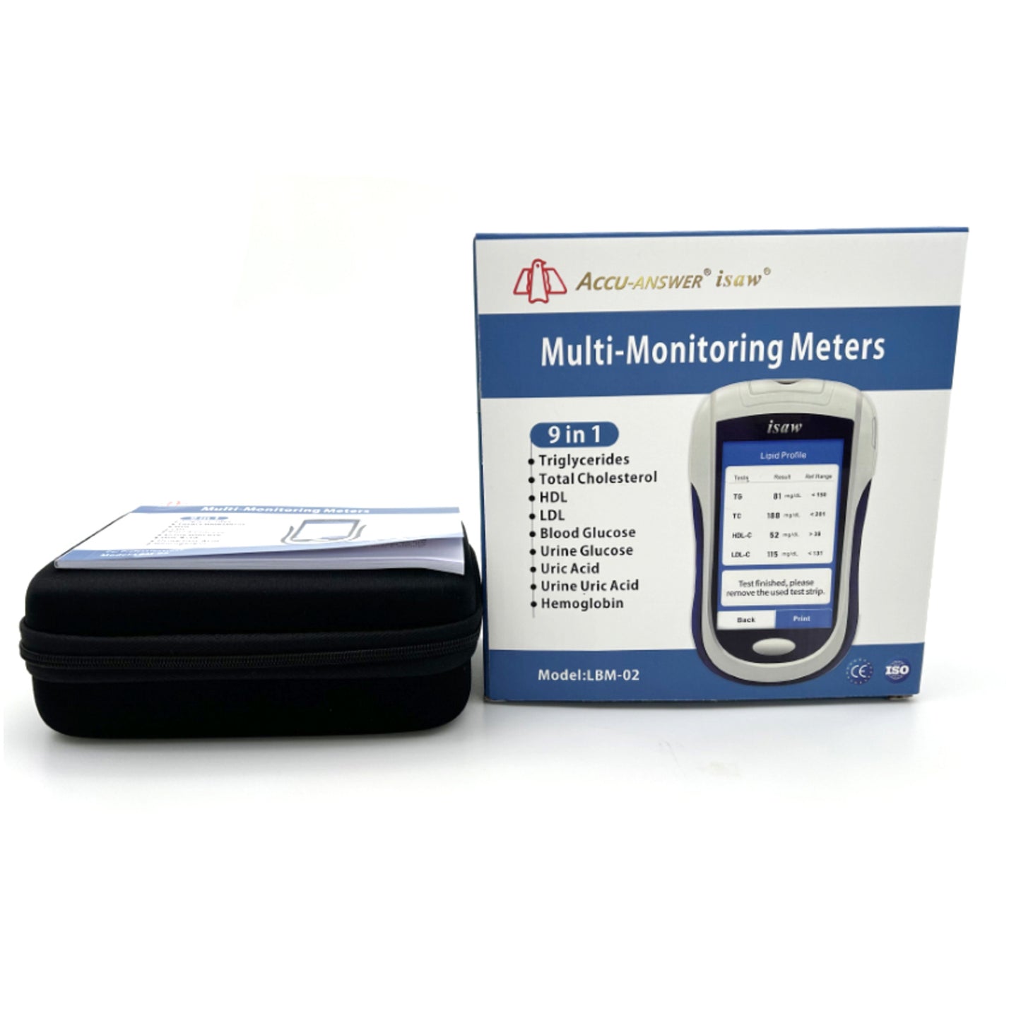 ACCU-ANSWER - ISAW - 9 IN 1 - MULTI-MONITORING BLOOD & URINE METER TEST KIT INCLUDING STRIPS