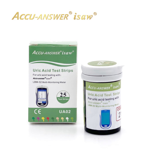 ACCU-ANSWER - ISAW - 9 IN 1 - LBM-02 MODEL - BLOOD URIC ACID TEST STRIPS (25)