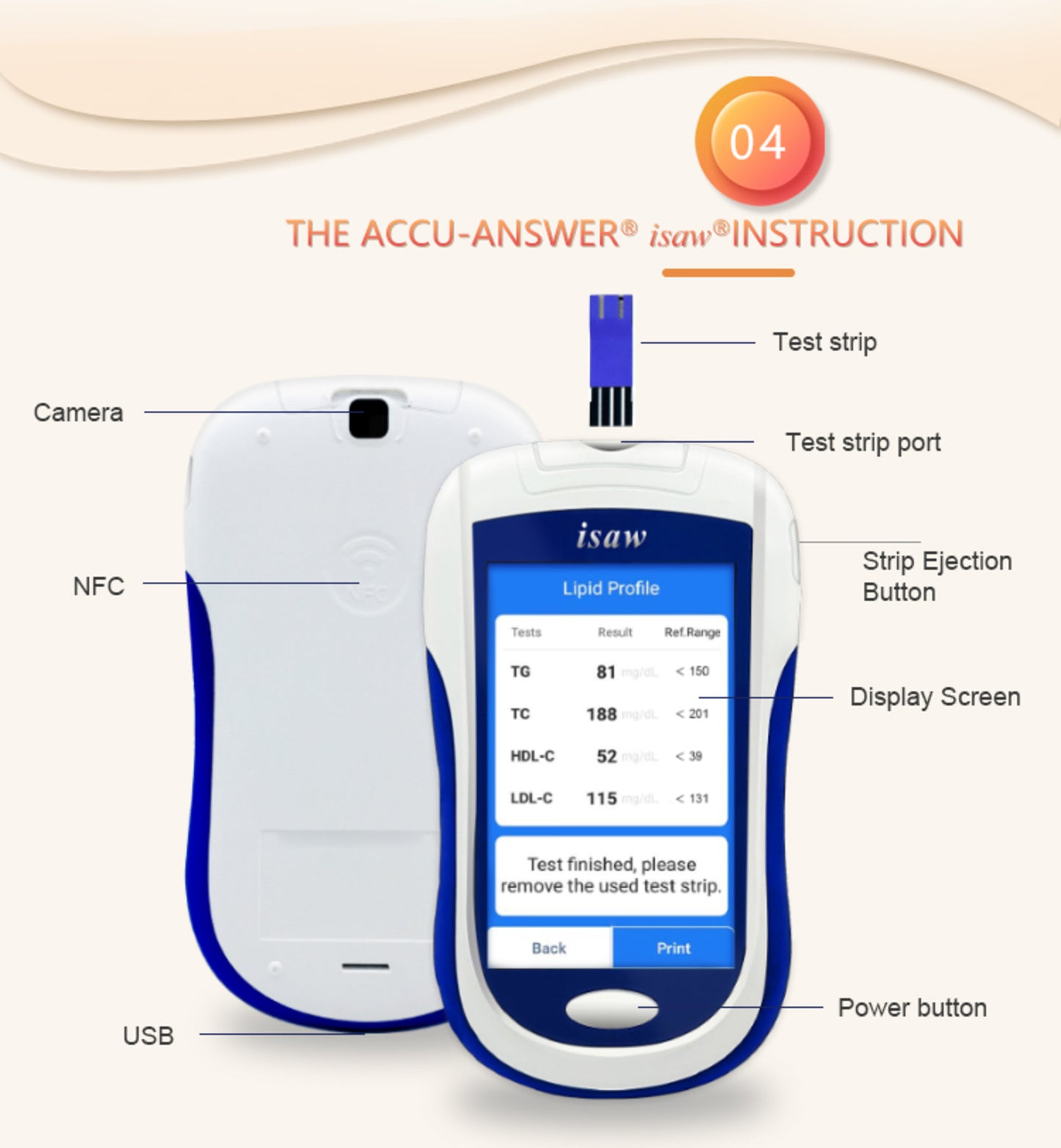 ACCU-ANSWER - ISAW - 9 IN 1 - MULTI-MONITORING BLOOD & URINE METER TEST KIT INCLUDING STRIPS