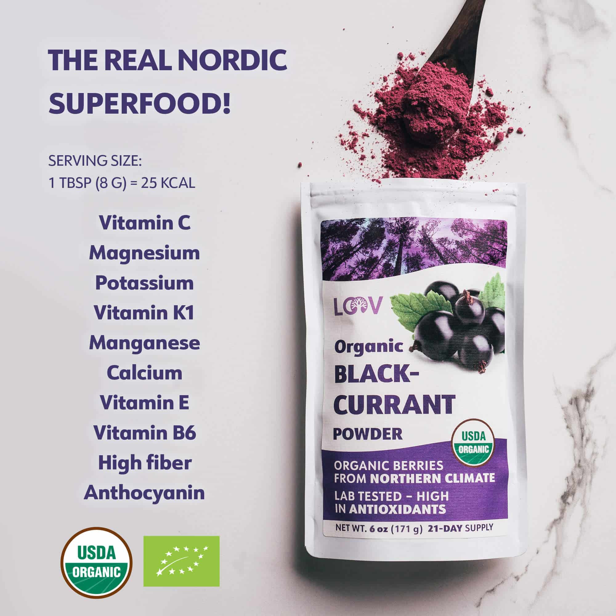 LOOV - ORGANIC BLACK-CURRANT POWDER (FREEZE-DRIED)