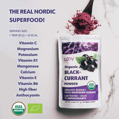 LOOV - ORGANIC BLACK-CURRANT POWDER (FREEZE-DRIED)