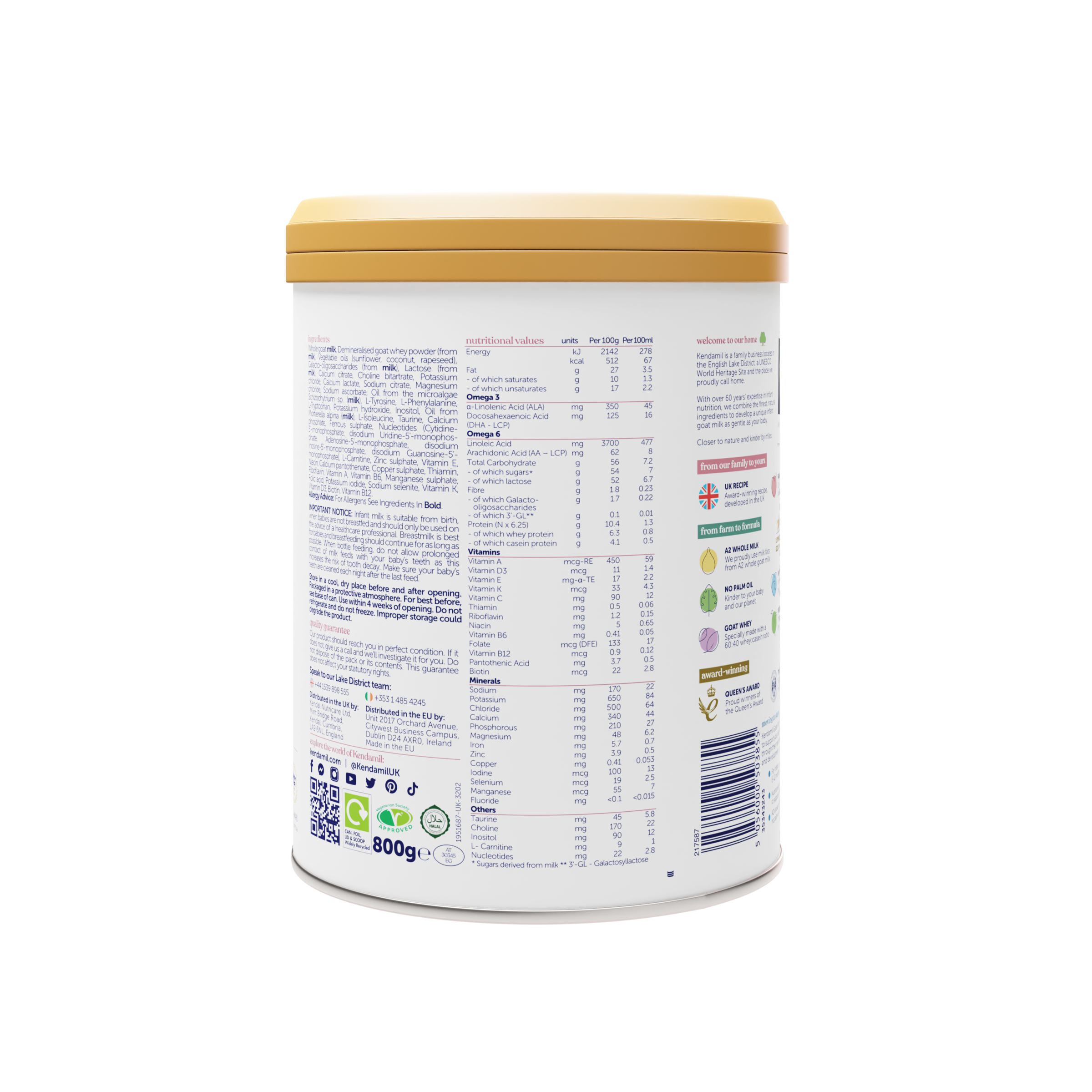 KENDAMIL - GOAT FIRST INFANT MILK BABY FORMULA - STAGE 1, 0-6 MONTHS, 800G