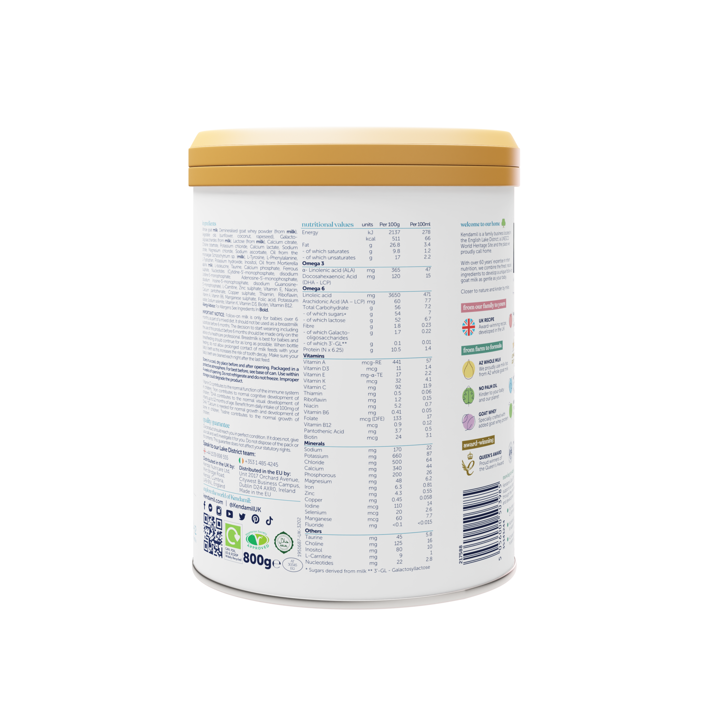 KENDAMIL - GOAT FOLLOW-ON MILK BABY FORMULA - STAGE 2, 6-12 MONTHS, 800G