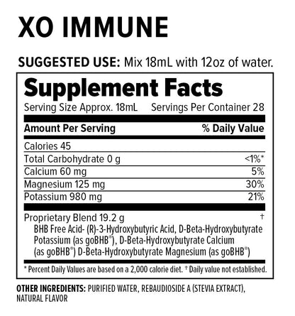 KETO 5 - XO IMMUNE - LIQUID D-KETONE SALT BHB - HIGH POTENCY - 504ML'S - 28 SERVINGS