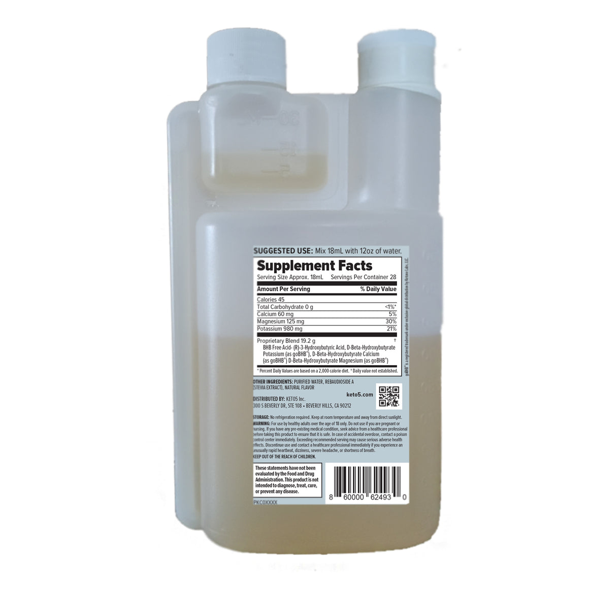KETO 5 - XO IMMUNE - LIQUID D-KETONE SALT BHB - HIGH POTENCY - 504ML'S - 28 SERVINGS