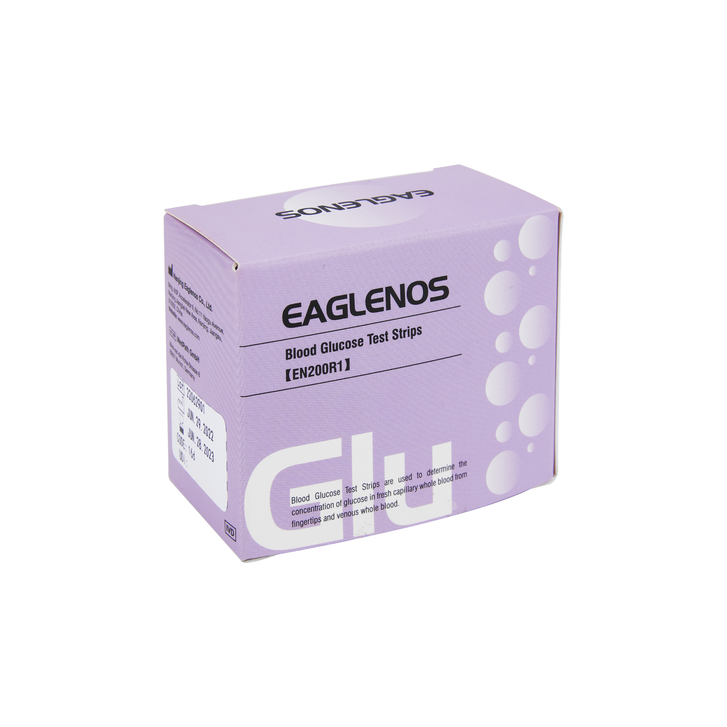 EAGLENOS - GLUCOSE BLOOD TEST STRIPS (EN200R1) - BOX OF 50