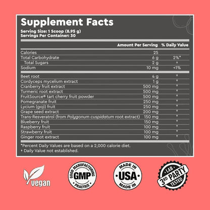 RED TONIK - 13 SUPERFOODS & ADAPTOGENS POWDER - 30 DAY SUPPLY - BERRY