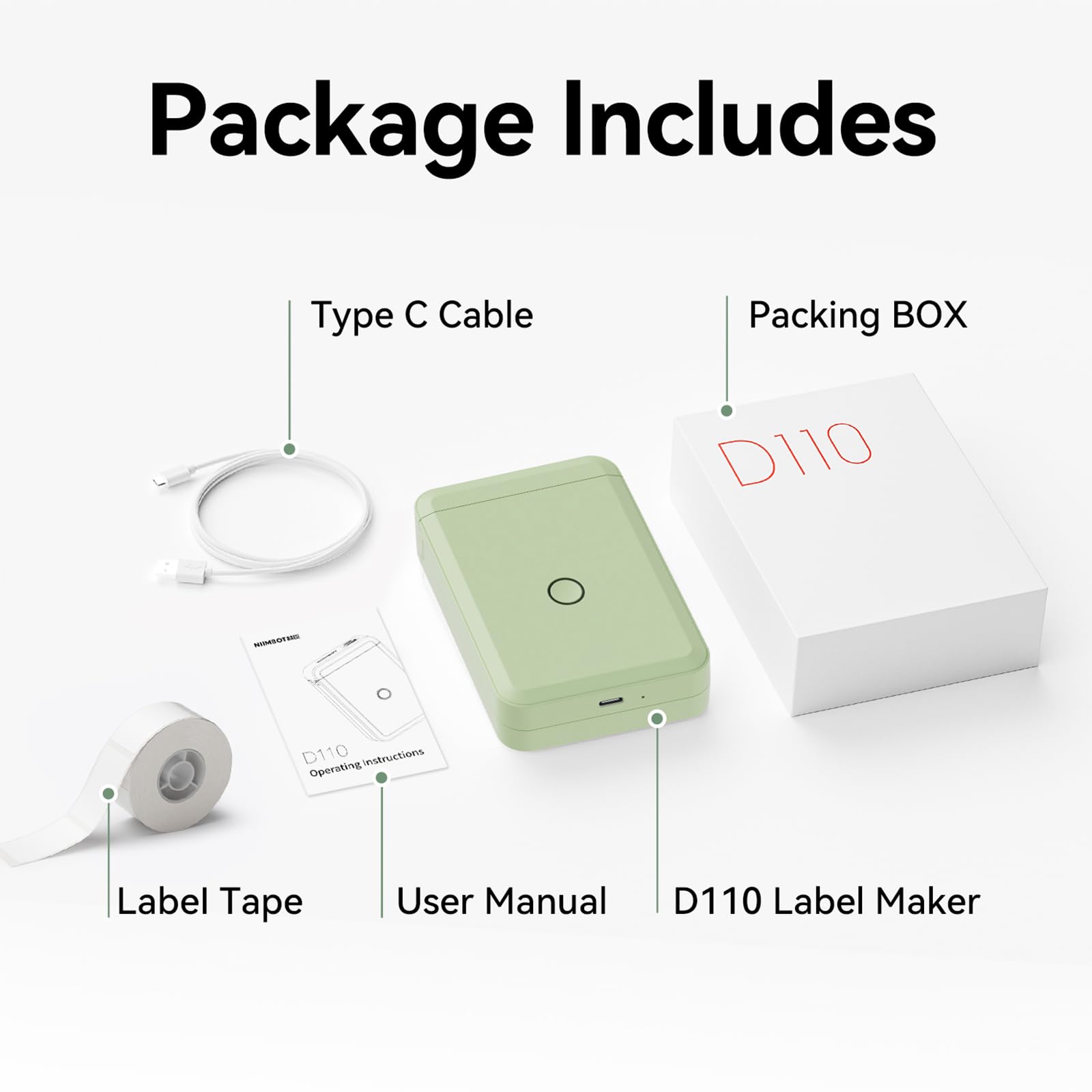 NB120 - NIIMBOT - D110 - PORTABLE LABEL BLUETOOTH PRINTER INCL FREE LABEL ROLL (15X30MM)