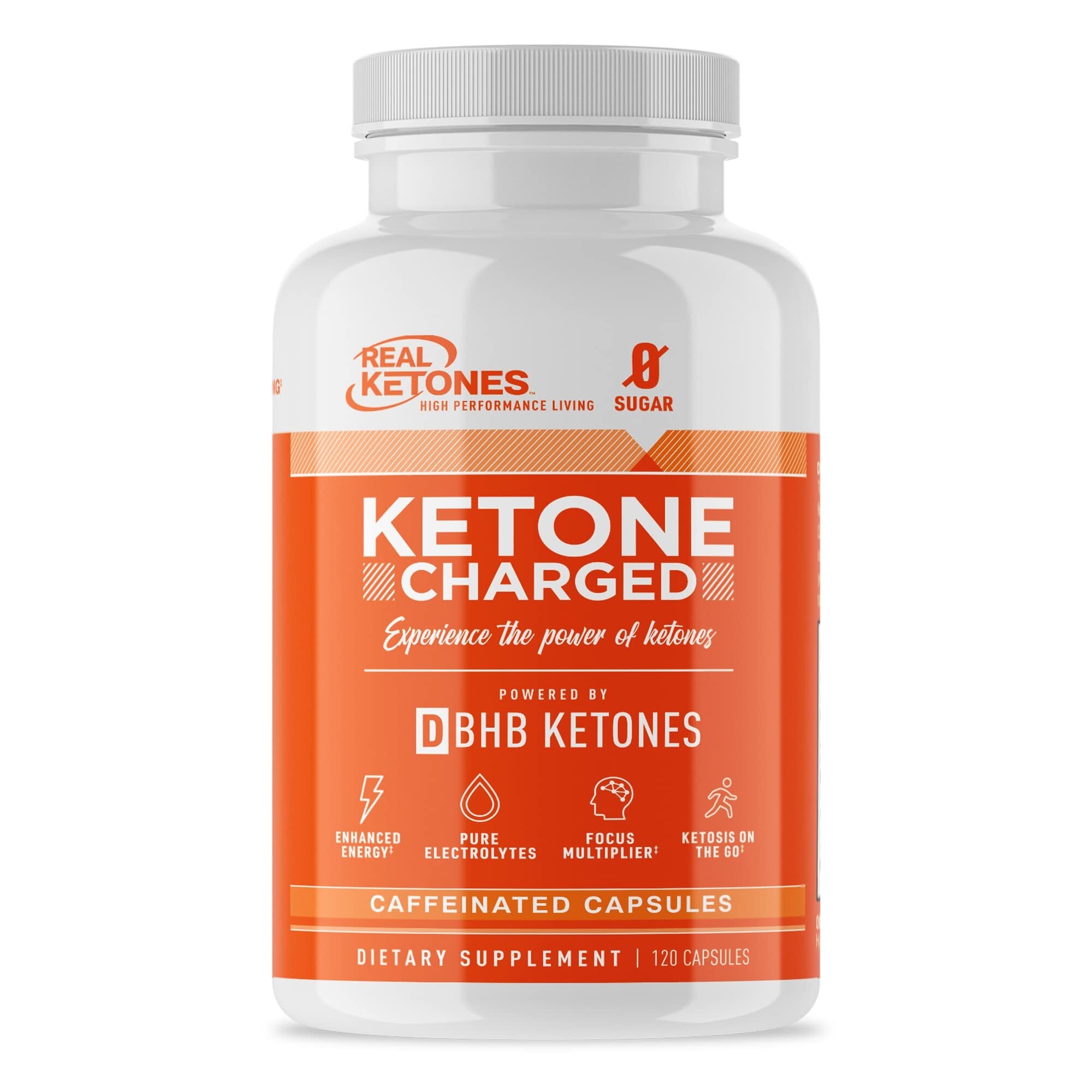 REAL KETONES - KETONE CHARGED - D-BHB + CAFFEINE - 120 CAPSULES - 1 MONTH SUPPLY