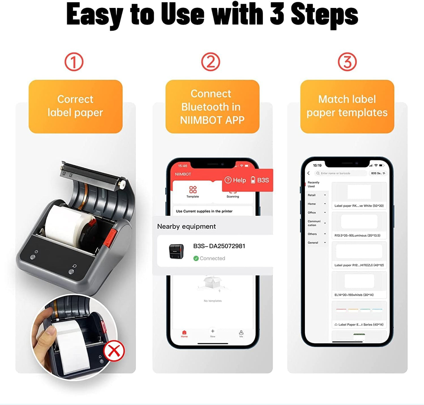 NB119 - NIIMBOT - B3S - PORTABLE THERMAL LABEL BLUETOOTH PRINTER INCLUDING FREE LABEL (70*40MM - WHITE)