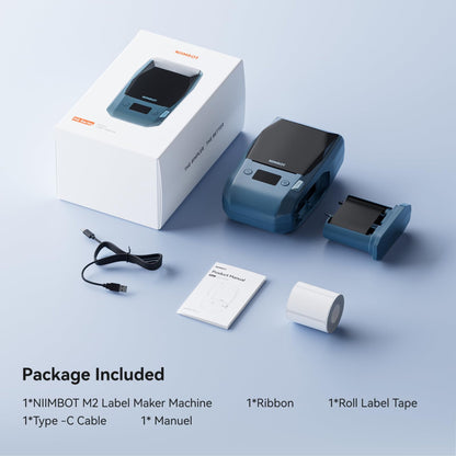 NB589 - NIIMBOT - MODEL: M2_H - THERMAL TRANSFER BLUETOOTH LABEL PRINTER - 300DPI - INCLUDING BLACK RIBBON CARTRIDGE & 50*30MM LABEL ROLL