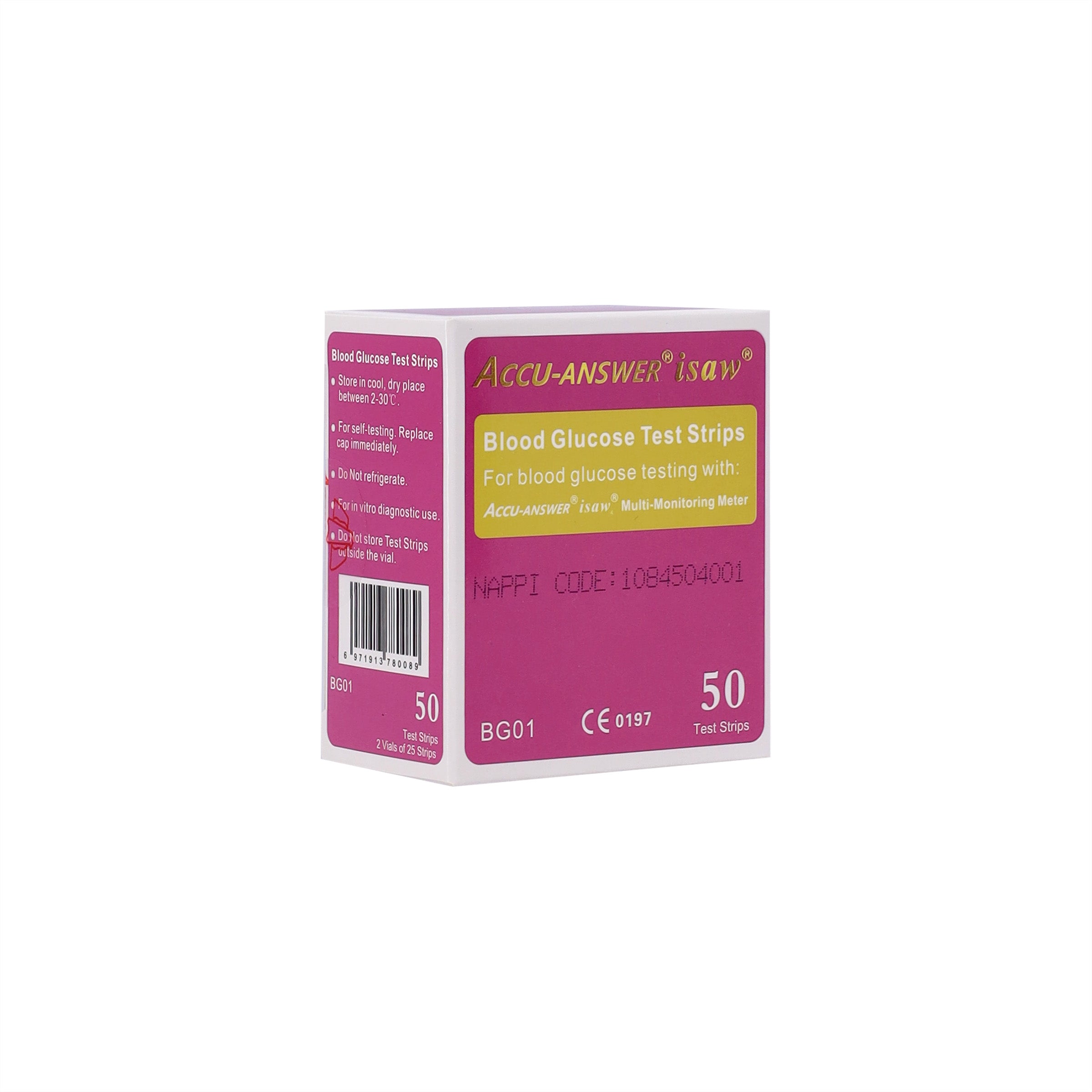 ACCU-ANSWER® ISAW® - 4 IN 1 - BLOOD GLUCOSE TEST STRIPS (50)
