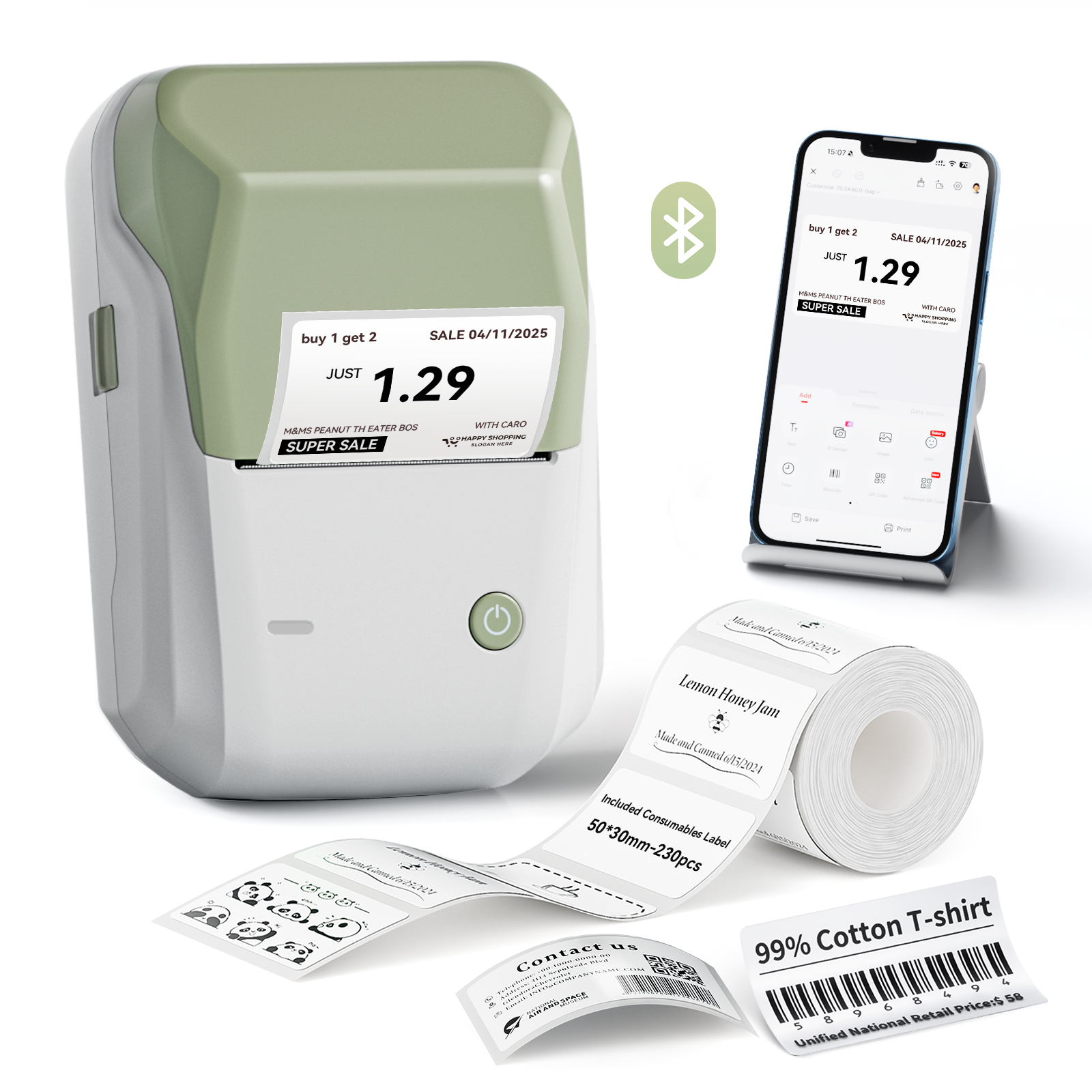 NB493 - Niimbot - B1 - Portable Thermal Label Bluetooth Printer Incl Free White Label (50x30mm)