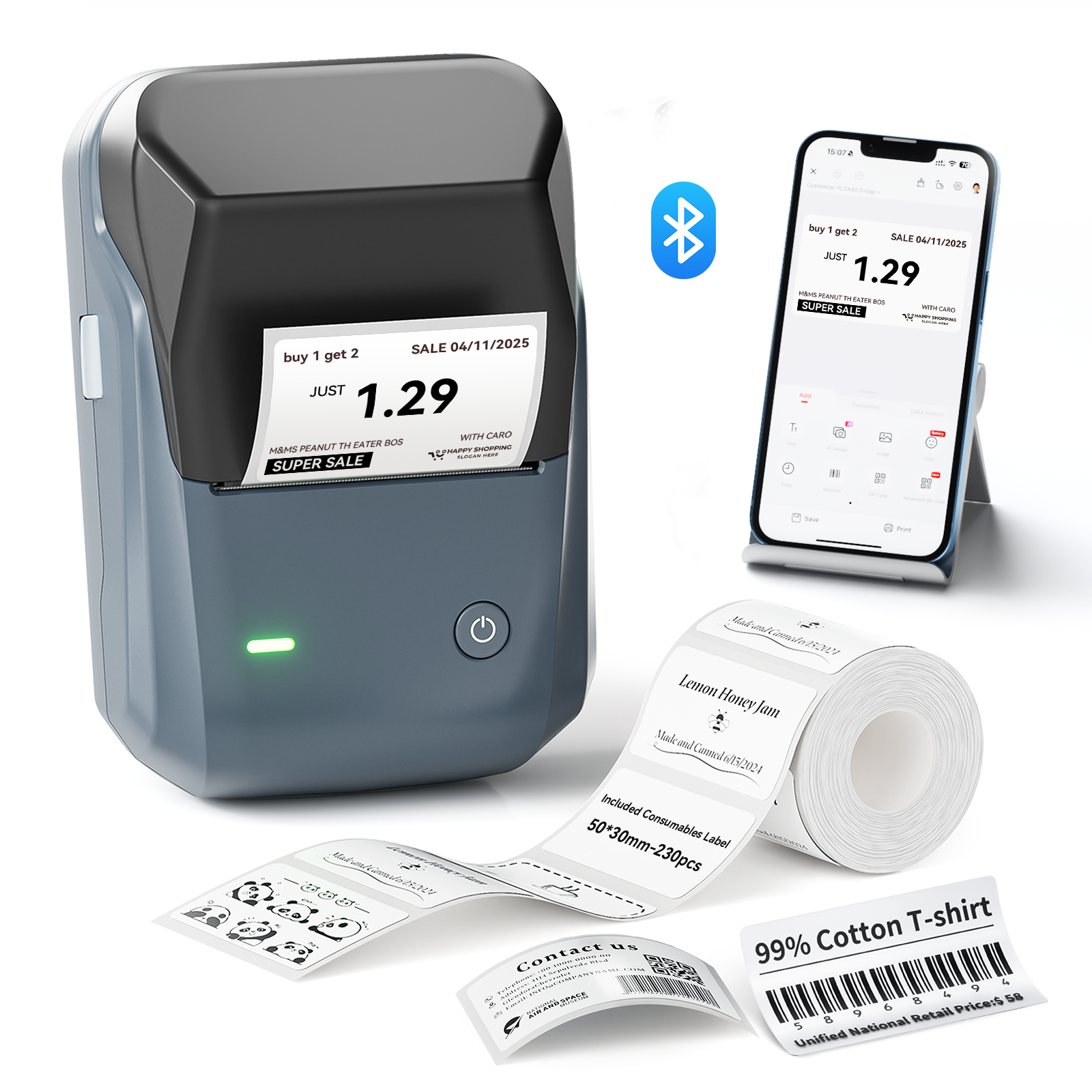 NB493 - Niimbot - B1 - Portable Thermal Label Bluetooth Printer Incl Free White Label (50x30mm)