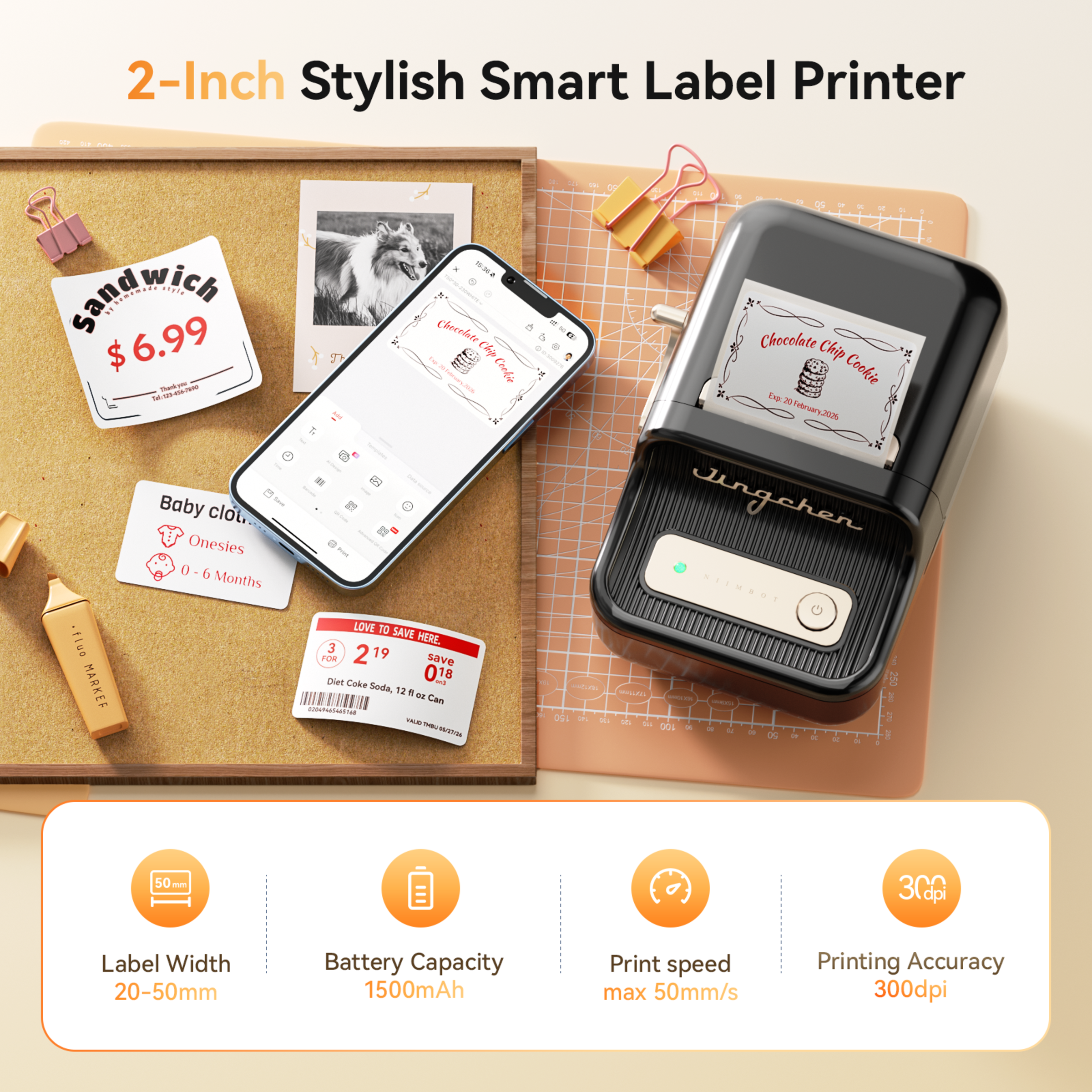 NB607 - Niimbot - B21-Pro - 300DPI - Portable Thermal Label Bluetooth Printer