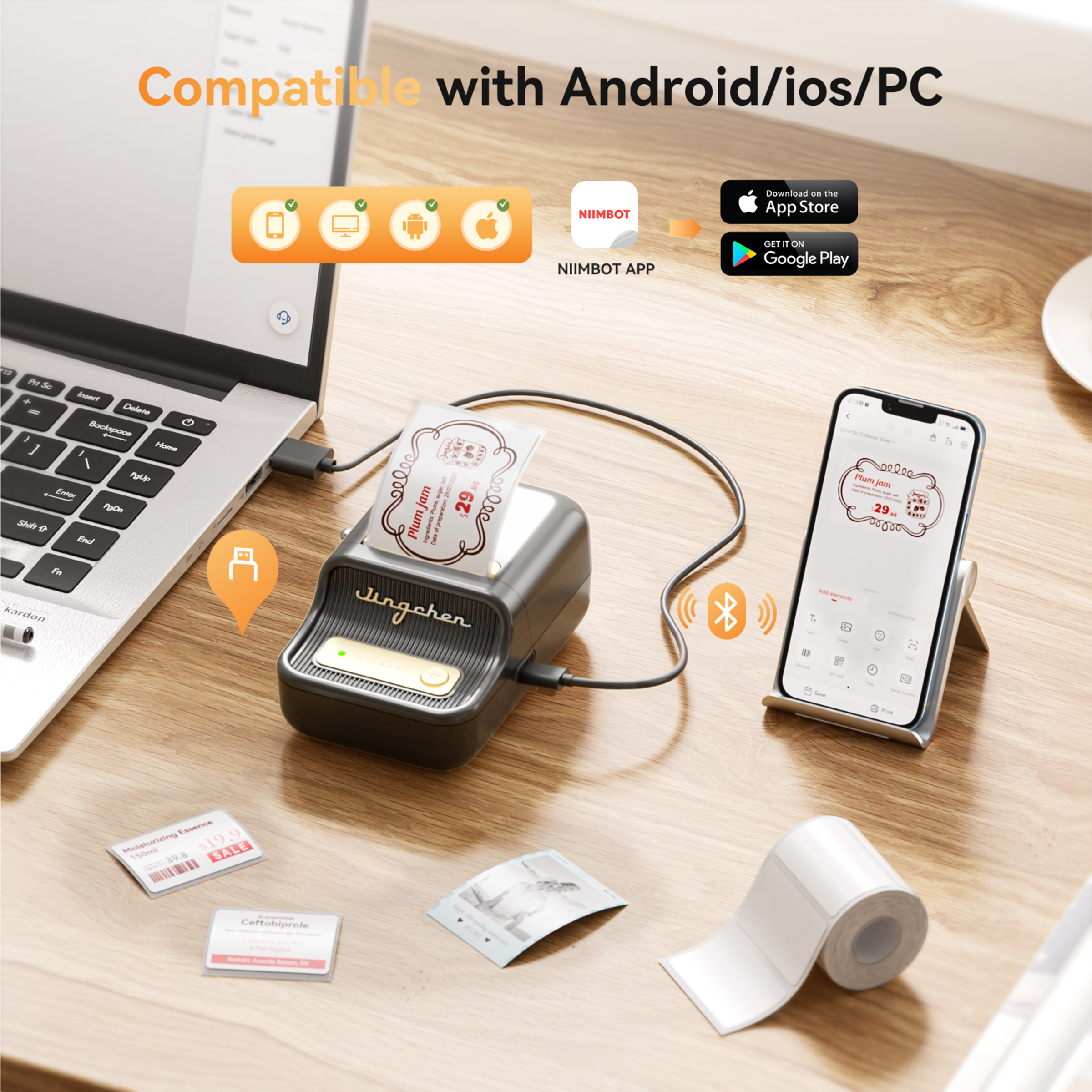 NB607 - Niimbot - B21-Pro - 300DPI - Portable Thermal Label Bluetooth Printer