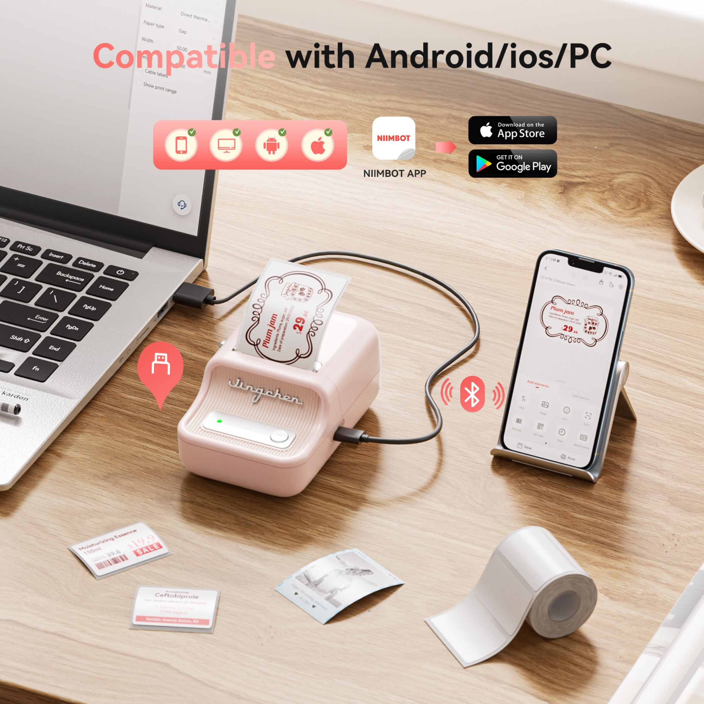 NB607 - Niimbot - B21-Pro - 300DPI - Portable Thermal Label Bluetooth Printer
