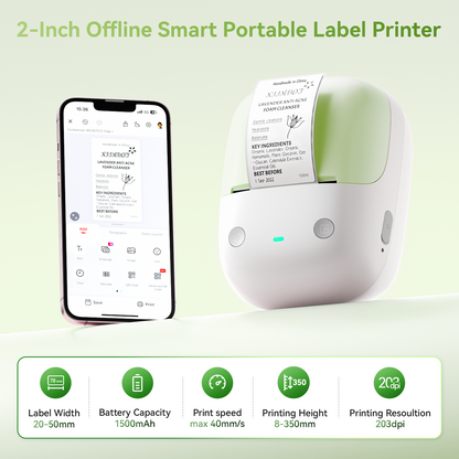 NB807 - NIIMBOT - B2 - 203DPI - PORTABLE THERMAL LABEL PRINTER INCL FREE LABEL