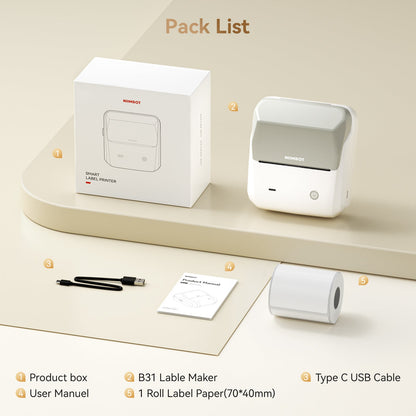 NIIMBOT - B31 Bluetooth Label Printer Incl Label Roll