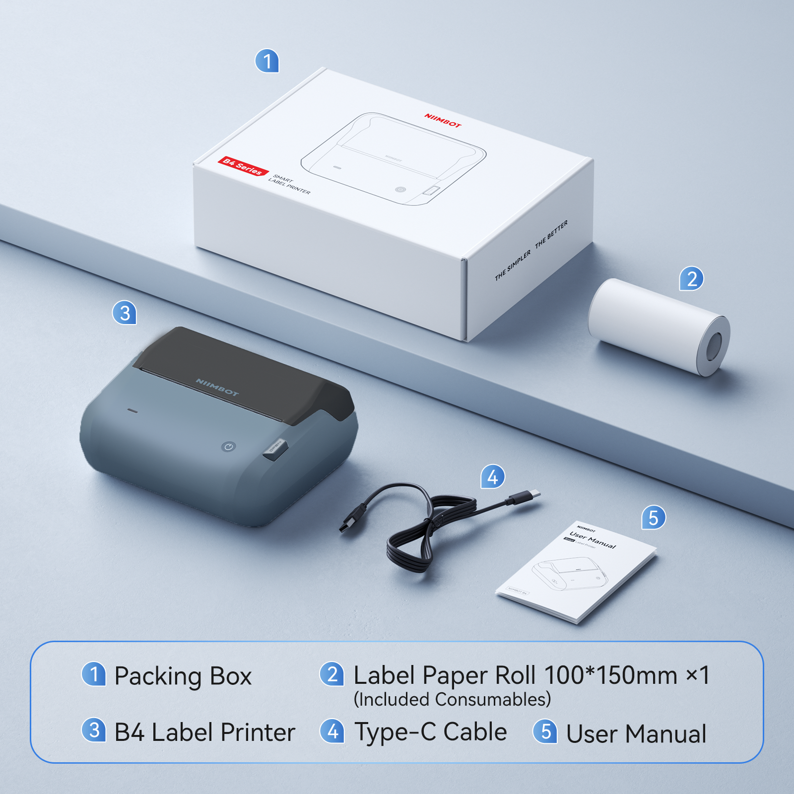 NB609 - Niimbot - B4 - Bluetooth Portable Shipping Thermal Label Printer With Free Roll
