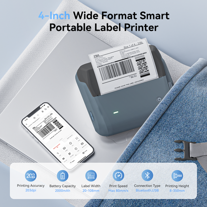 NB609 - Niimbot - B4 - Bluetooth Portable Shipping Thermal Label Printer With Free Roll