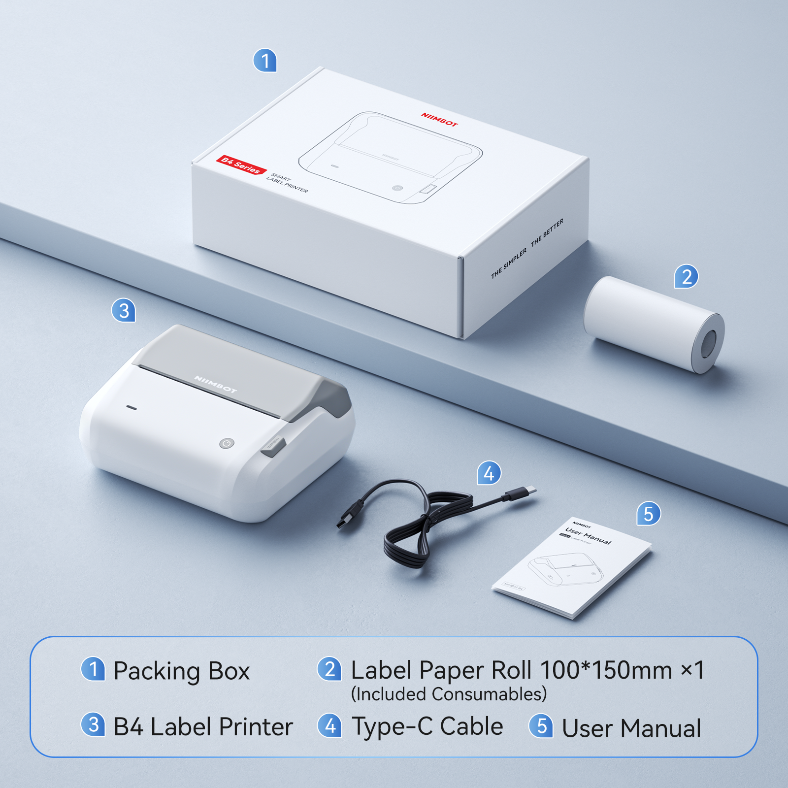 NB609 - Niimbot - B4 - Bluetooth Portable Shipping Thermal Label Printer With Free Roll