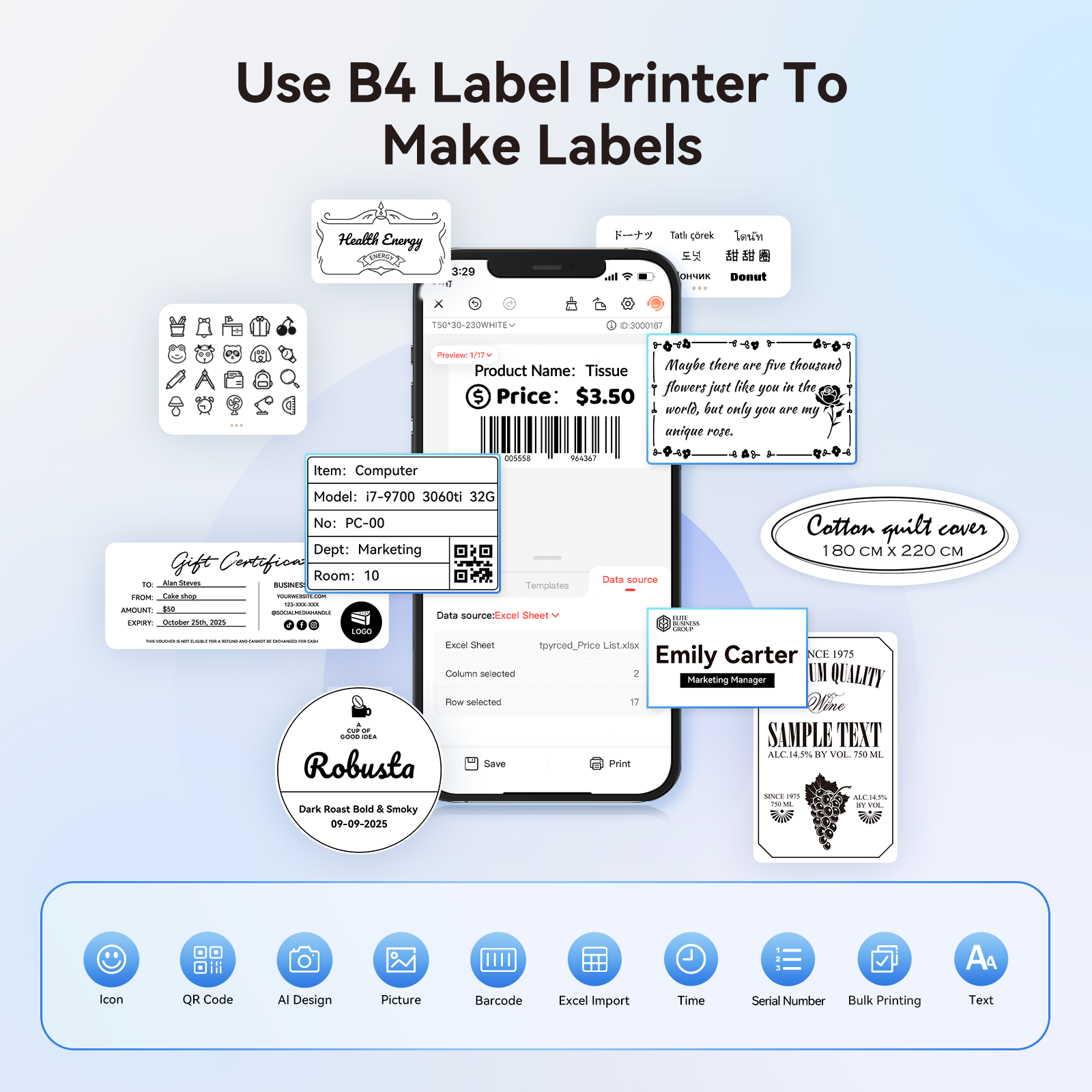 NB609 - Niimbot - B4 - Bluetooth Portable Shipping Thermal Label Printer With Free Roll