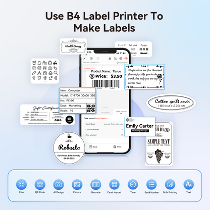 NB609 - Niimbot - B4 - Bluetooth Portable Shipping Thermal Label Printer With Free Roll