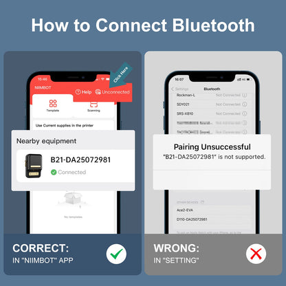 NB109 - NIIMBOT - B21 - PORTABLE THERMAL LABEL BLUETOOTH PRINTER INCLUDING FREE LABEL (50*30MM - WHITE)