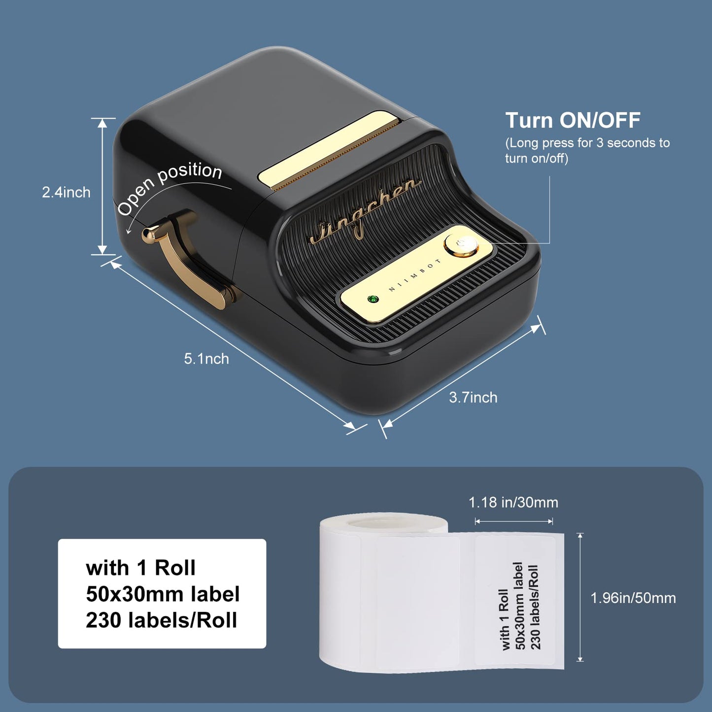 NB109 - NIIMBOT - B21 - PORTABLE THERMAL LABEL BLUETOOTH PRINTER INCLUDING FREE LABEL (50*30MM - WHITE)