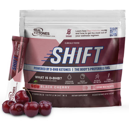 REAL KETONES - SHIFT - D-BHB EXOGENOUS KETONE DRINK MIX POWDER + ELECTROLYTES - 30 PACKETS