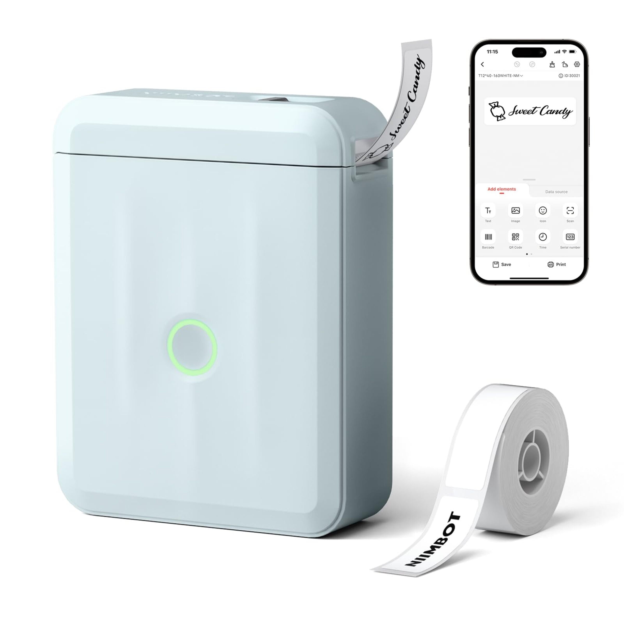 NIIMBOT - D110_M - PORTABLE BLUETOOTH LABEL PRINTER INCLUDING FREE LABEL ROLL (12*40MM - WHITE)