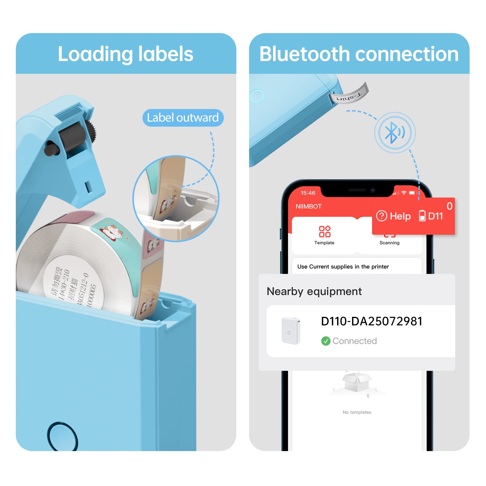 NB120 - NIIMBOT - D110 - PORTABLE LABEL BLUETOOTH PRINTER INCL FREE LABEL ROLL (15X30MM)